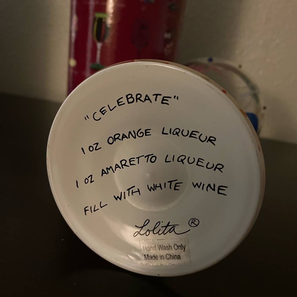 Lolita “Celebrate” Hand Painted Wine Glass 15oz | NIB | Collectible Party Glass - Picture 5 of 6